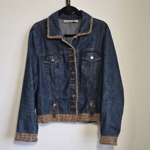 Classic Blue Denim Jacket with Tan Trim